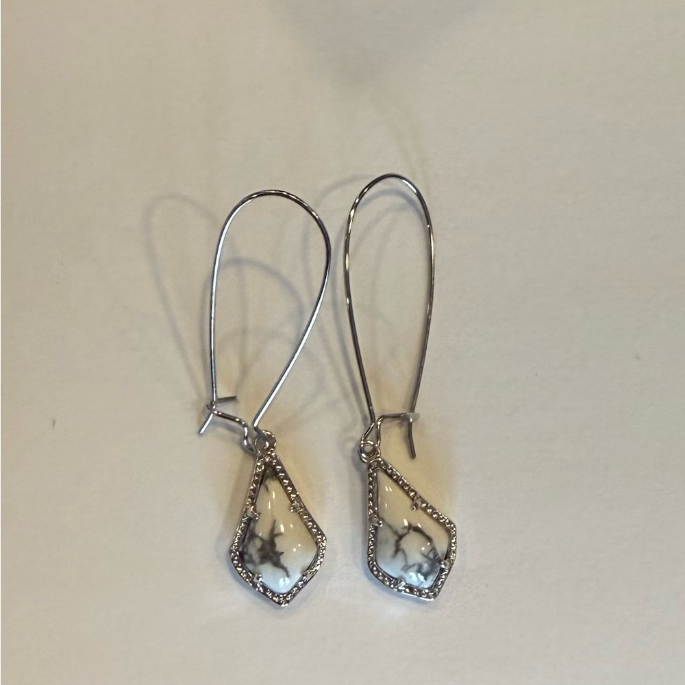 Kendra Scott silver with white howlite drop earrings